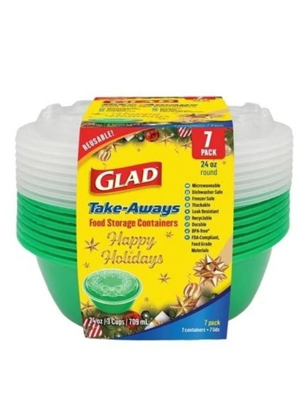 Glad Take-Aways Green Food Storage Containers - 7 Pack